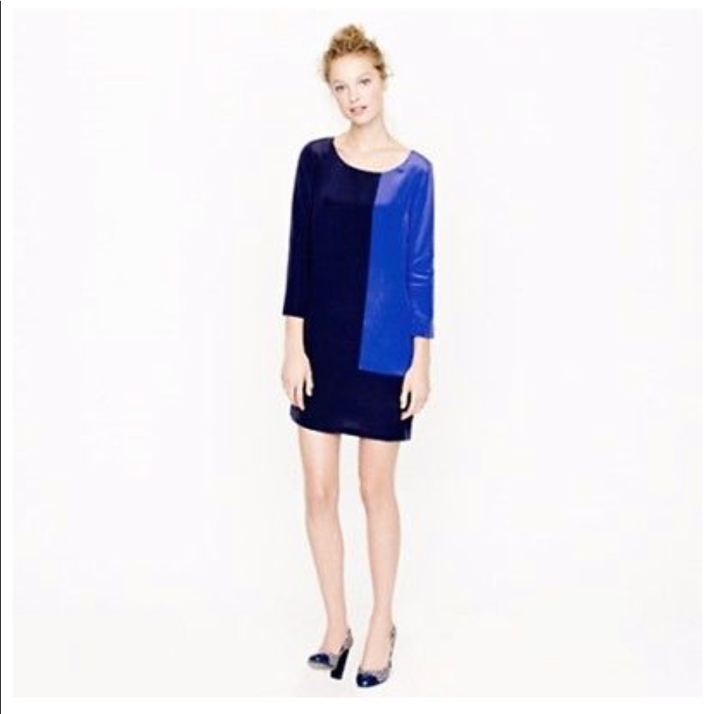 J Crew Jules Colorblock Dress Silk